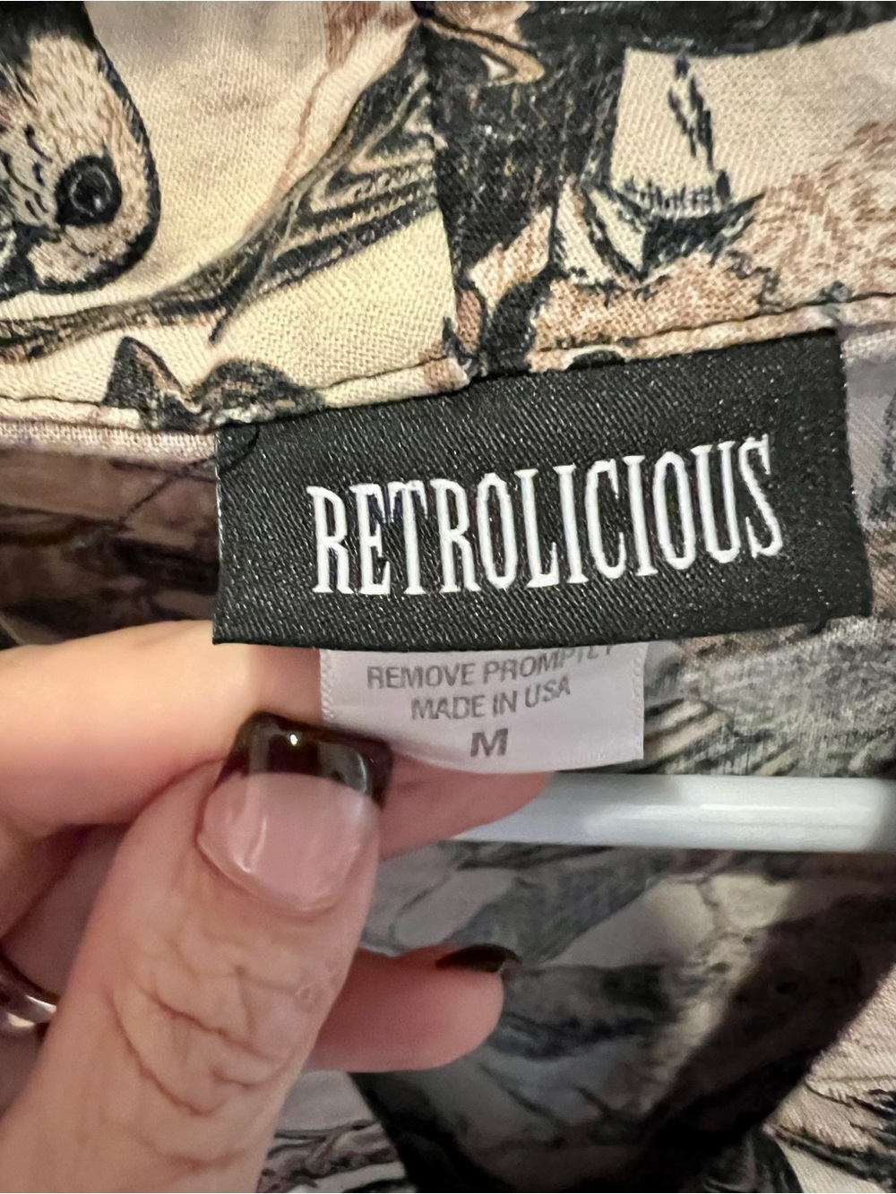 Retrolicious Birds Cream, Black and Brown Printed Dress